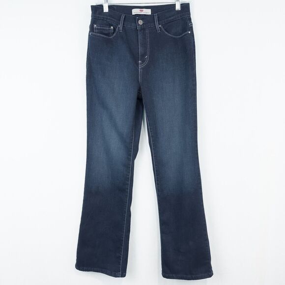Levis 512 Perfectly Slimming Bootcut Jeans Womens 8M Dark Wash Bling Western - Picture 1 of 16
